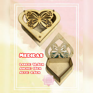 CAJA CORAZON MARIPOSA MDF CORTE LASER A2025 087 PLASERFEB