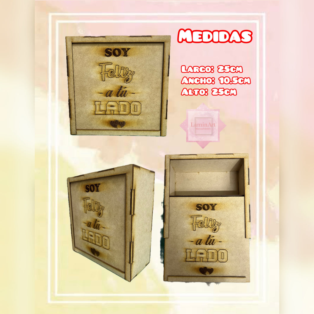 CAJA GRABADA CON TAPA CORREDIZA MDF CORTE LASER AMOR 2024 123