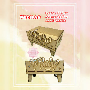 CHAROLA TE QUIERO CON PATAS MDF CORTE LASER 093