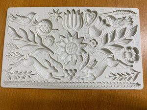 MOLDE SILICON CONEJOS FLORES Y HOJAS