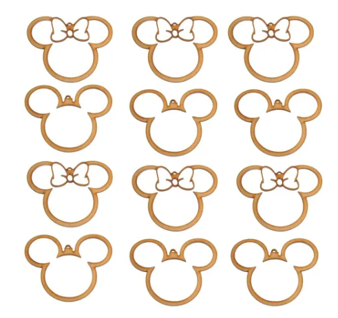 Juego 12 Esferas para personalizar Navideña Mickey y Mimi 11x12