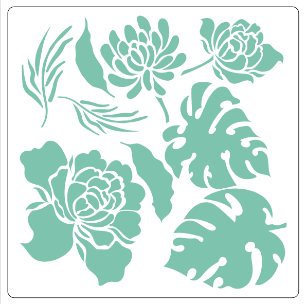 Stencil decorativo para Manualidades y decoración 20X20 FLORES 076