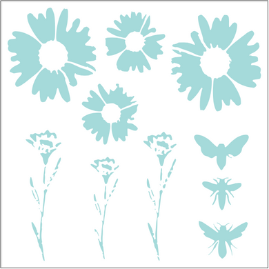 Stencil decorativo para Manualidades y decoración 20x20 FLORES 232