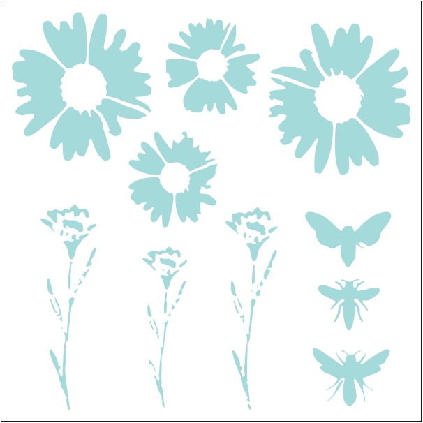 Stencil decorativo para Manualidades y decoración 20x20 FLORES 232