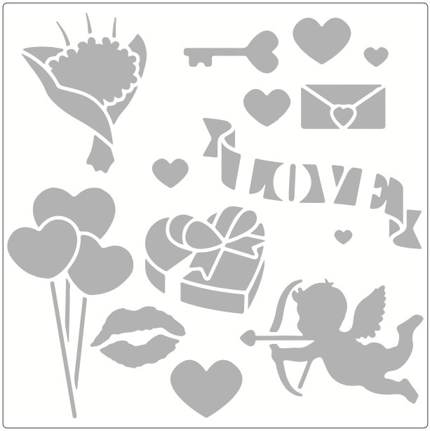 Stencil decorativo para Manualidades y decoracion 20X20 SAN VALENTIN 404