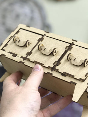 Cajonera 3 Cajones MDF 3mm 19x5.5x10 Desarmada 003